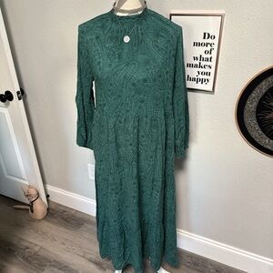 Elegant Green Paisley Dress
